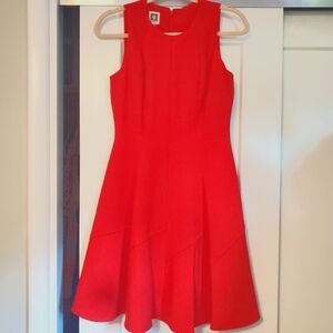 Orange Sleeveless Pinstriped Fit and Flare Dress Anne Klein Size 2